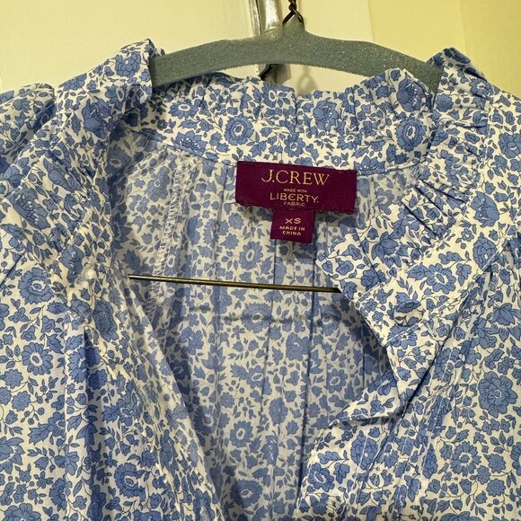 J.Crew Ruffle-collar mini dress in Liberty® D'Anjo Coast fabric, XS, blue floral - Picture 2 of 5